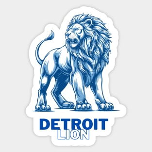 A blue lion stands majestically and is marked with the letters Detroit lion. Sticker